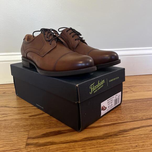 Florsheim Midtown Cap Toe Oxford Mens size 8.5 D 12138-221 Cognac  Comfortech - Picture 1 of 8